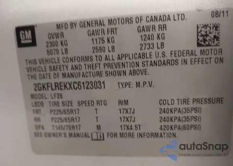 2012 GMC Terrain Sle из США, поврежденный, VIN 2GKFLREKXC6123031